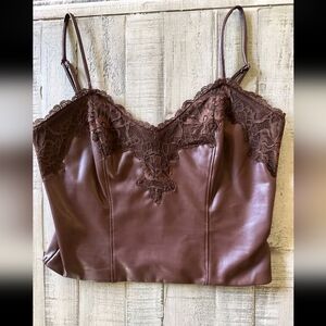 Express Brown Lace Trim Camisole